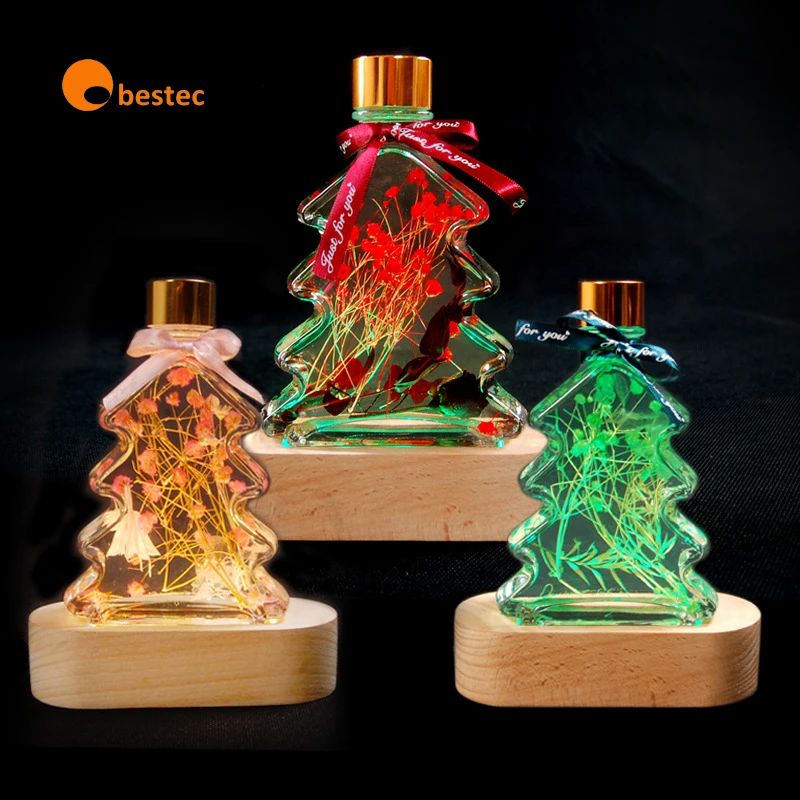 Hot sale 6 inch Wood Rectangle Display Pedestal,Wooden Rectangle Led Lights Display Base for Acrylic,Wood Night LED Light