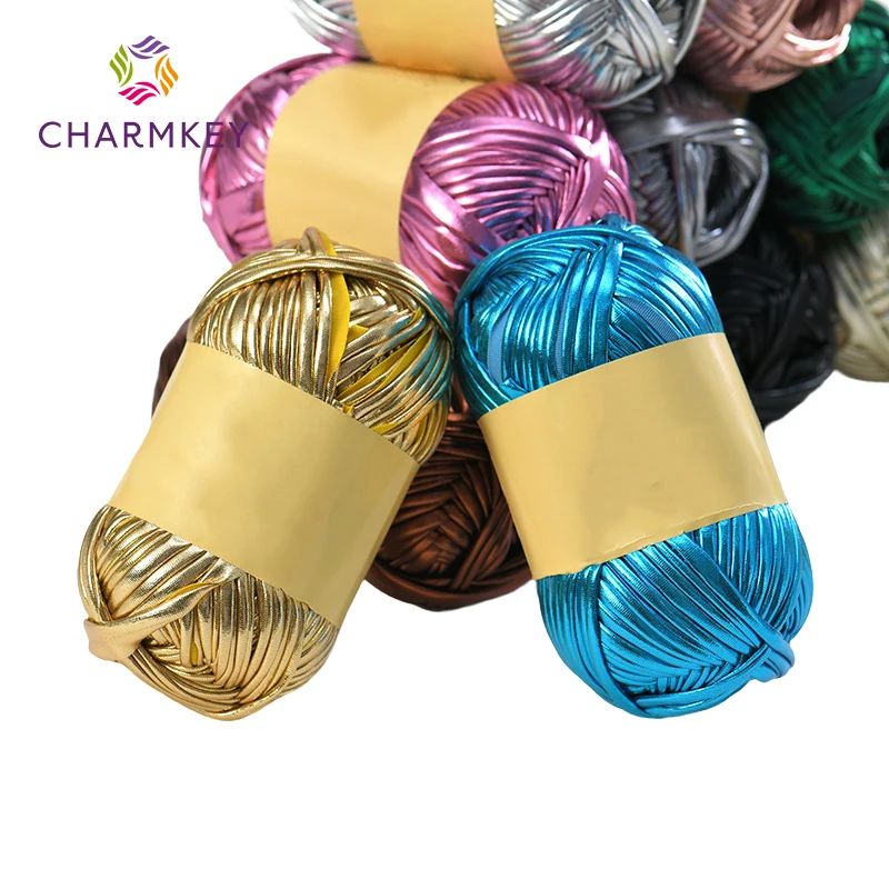ODM polyester metallic yarn100G 200G metallic tshirt yarn crochet for diy toy storage basket