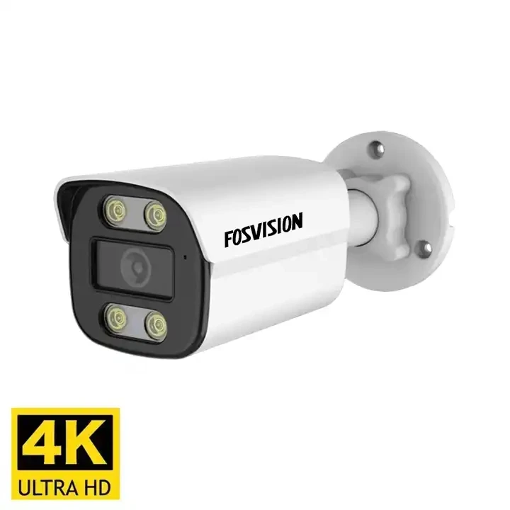 Fosvision 4k 8mp IP POE Camera Full Color Night Vision network Cctv Bullet With Audio Security Surveillance Ip Camera