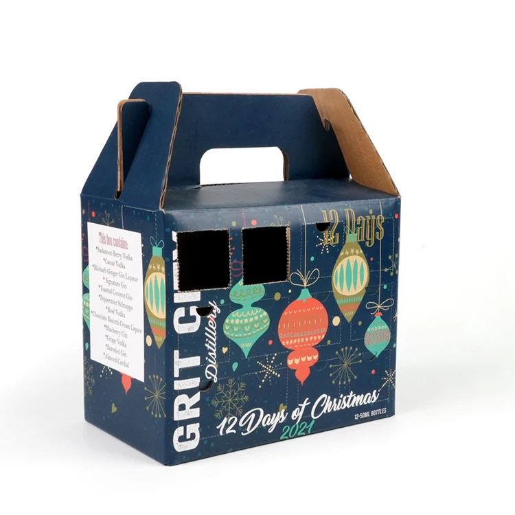 Chinese Supplier Christmas Red wine bottle Gift Boxes Eco-friendly Elegant Cardboard Wine Package Paper box With Handle