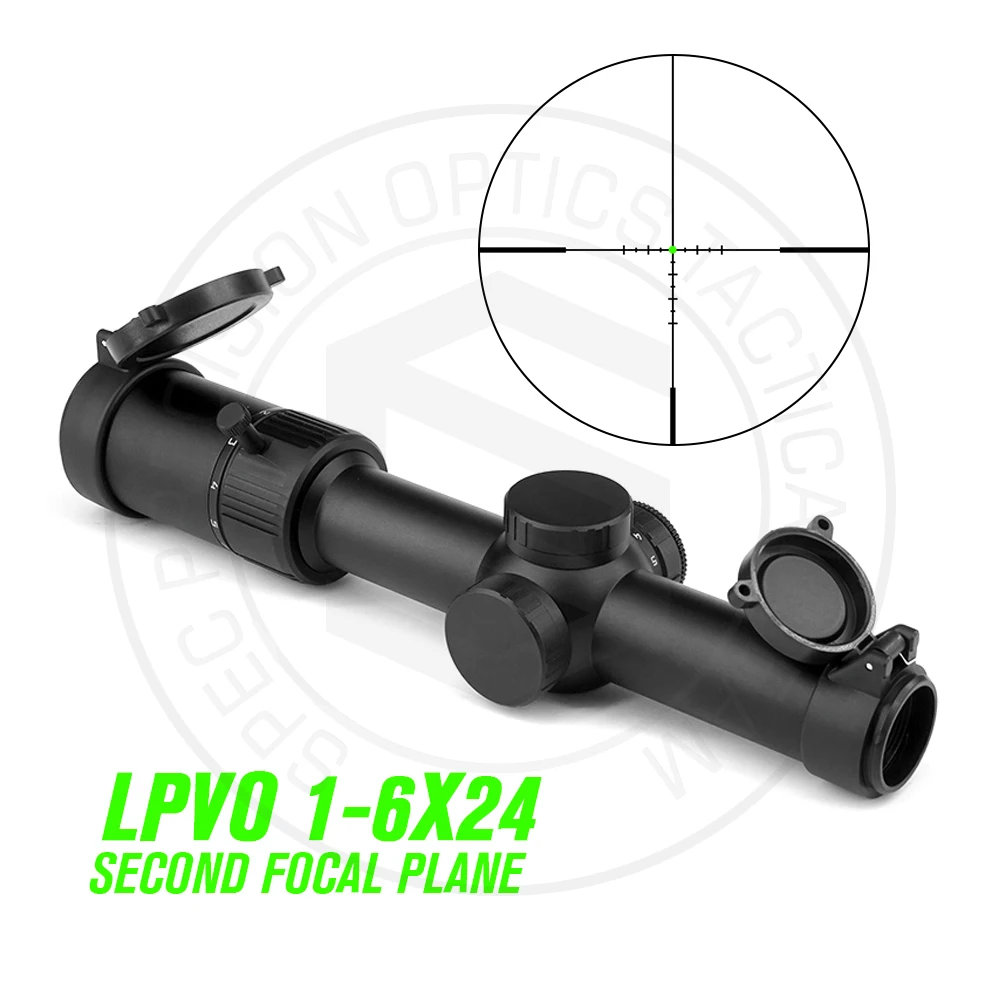 SPECPRECISION Tactical 1-6X LPVO SFP Sight Scope Green Illuminator Reticle Hunting Scope Accessories
