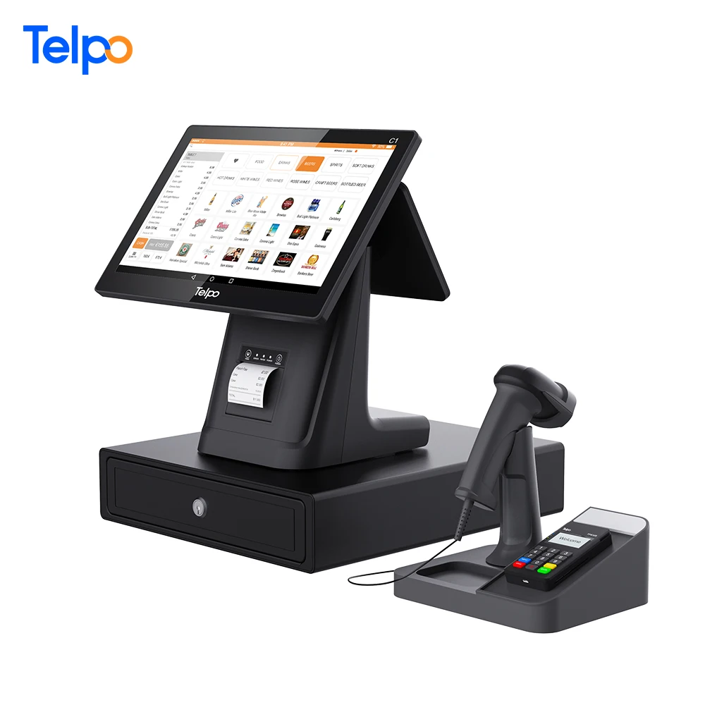 Telpo 15.6-inch POS System Cash Machines Touch POS with 58mm Printer 80mm Printer