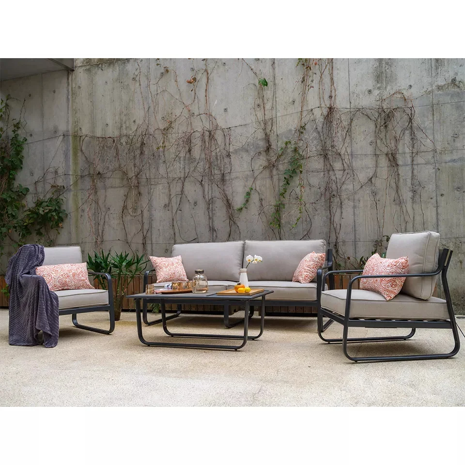 Modern design outdoor modern furniture aluminum frame light weight dining table and sofa set