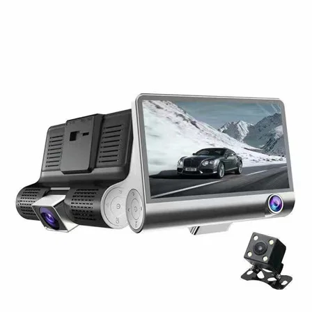 High Quality 4.0 inch full HD Car DVR Dash Cam with 3 camera lens Video Recorder 4K Security Camera front and rear 1080p for Car