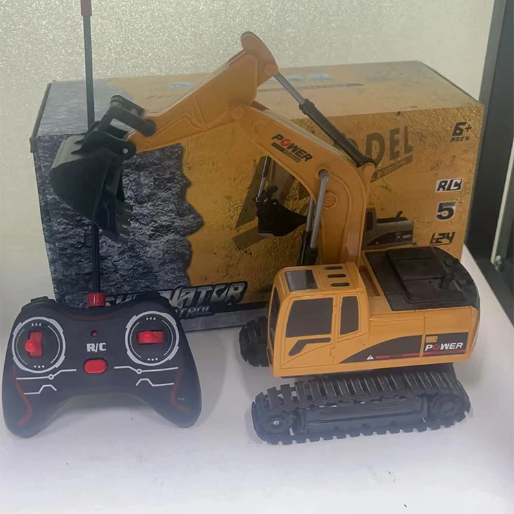 Hot 5 CH RC Engineering Vehicle Excavator Toy 2.4G Remote Control Construction Truck Racing Feature Hobby USB Cable Made Metal