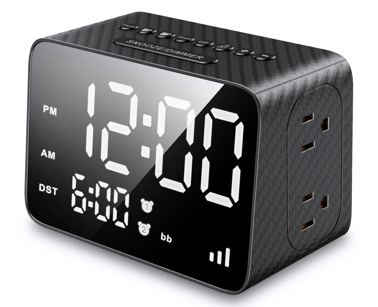 Home Wireless Bed Shaker Wireless Design Wall Outlet Extender and phone charger Multiple USB Charging Station Alarm Clock