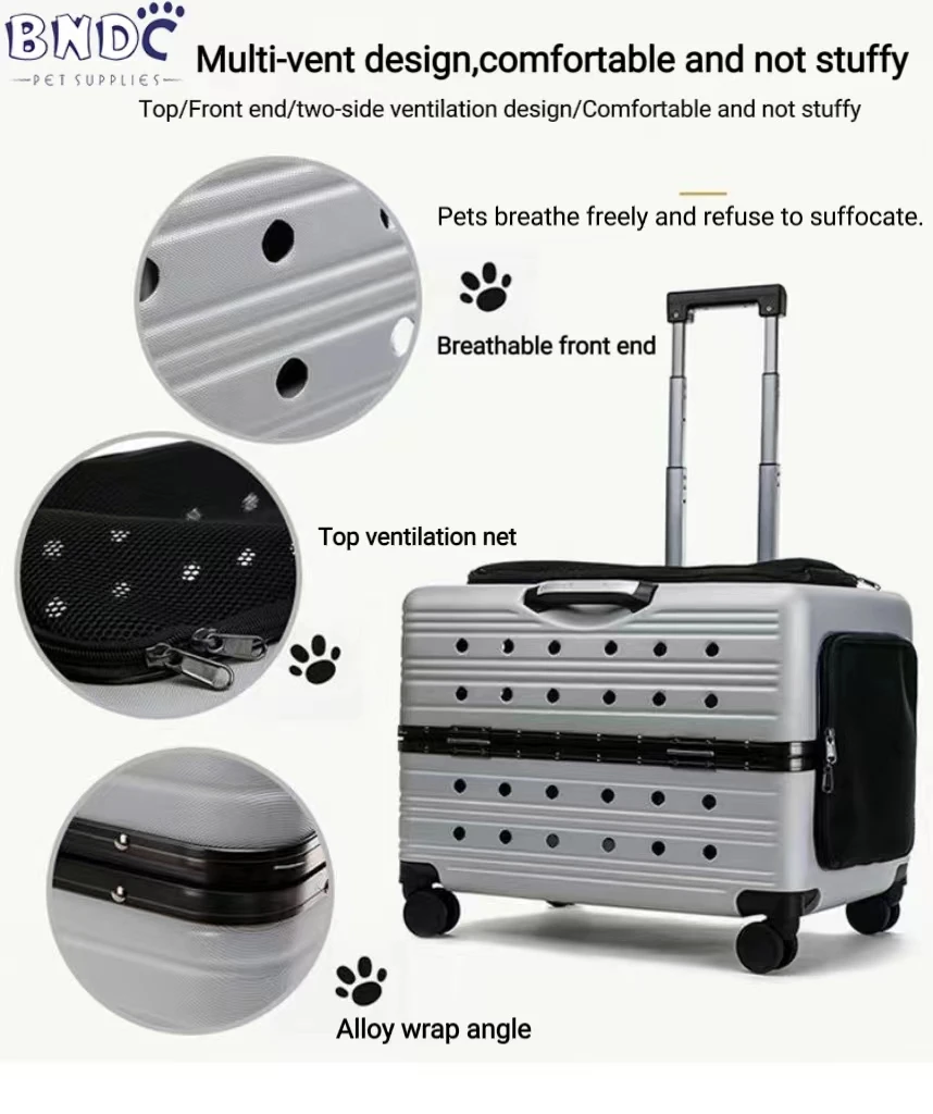 Folding Pull Rod Pet Backpack Travel Cat Box Collapsible Dog Carrier Pet Carriers Pet Trolley Carrier With Wheels