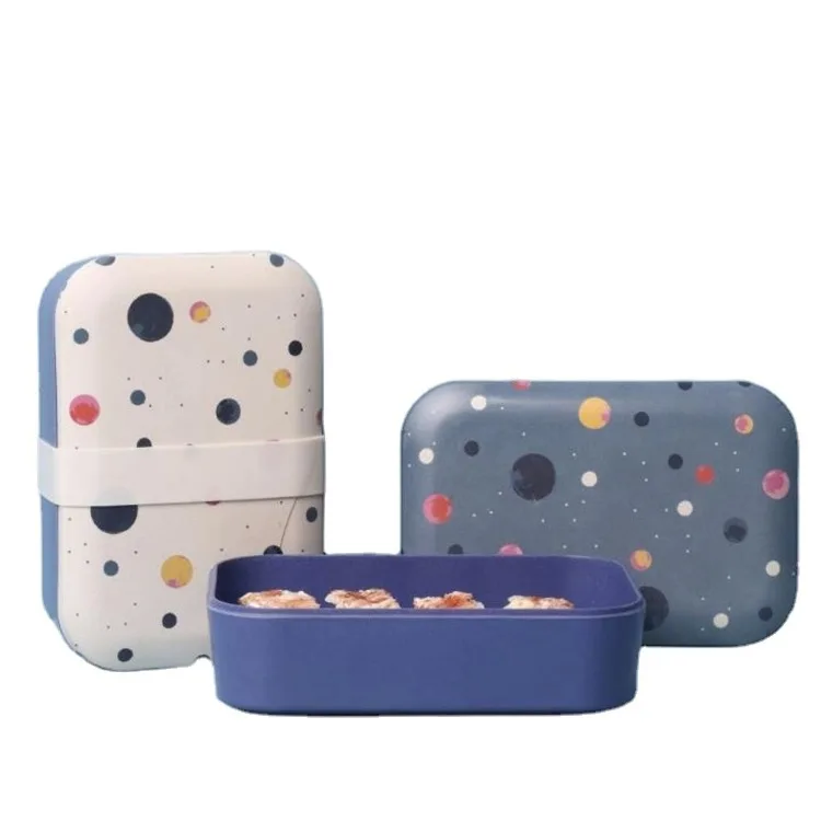 Eco friendly custom biodegradable leakproof bamboo fiber lunchbox lunch bento box with bamboo lid