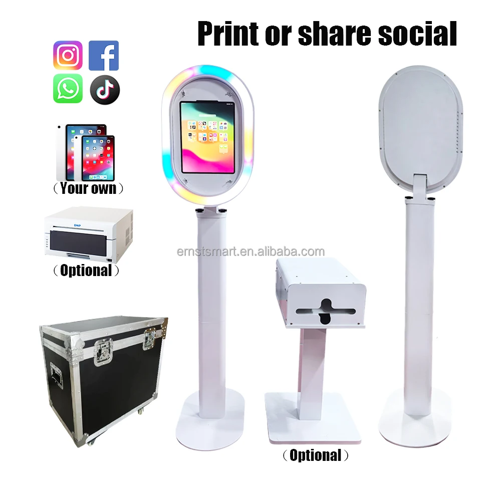 Hand screw Ipad Photo Booth Shell Handheld Salsa Mirror Photo Booth Portable Selfie Oval Ipad Dslr Pro 12.9 Photobooth Ipad