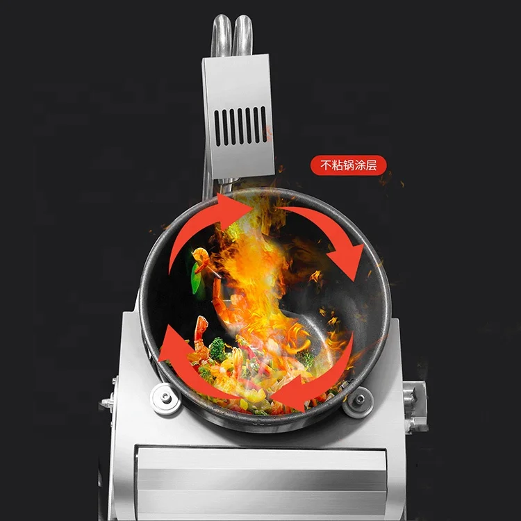 Automatic gas smart big fire food noodle stir fry wok fried rice rotated cooking robot machine for restaurant