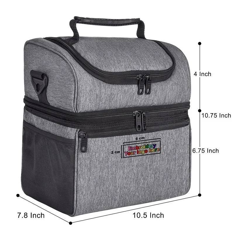 Insulated Lunch Box Large Insulated Cool Tote Bag Lunch Kit for Men Women Double Deck