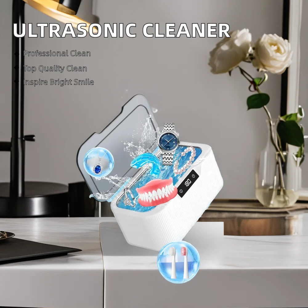 Professional digital ultrasonic denture cleaner can replace dental floss water floss tongue scraper IPX7 FREE sample  OEM/ODM