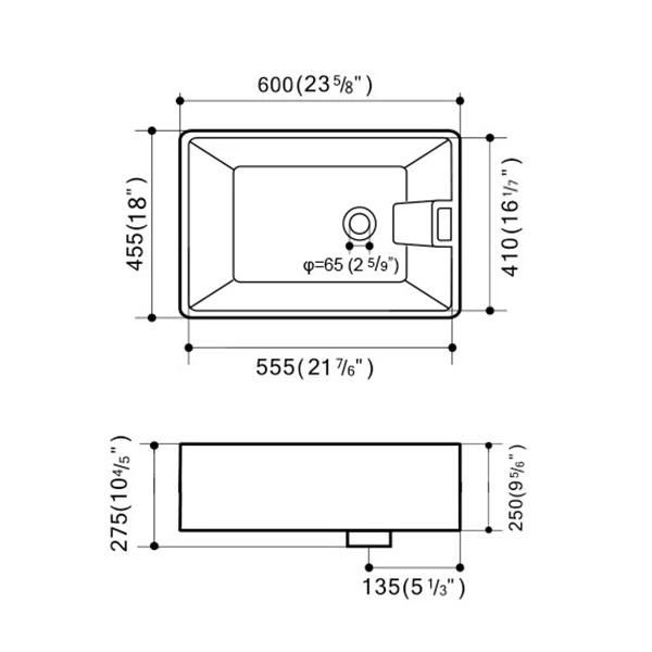 Индивидуальный размер Cupc одна чаша фарфоровый глубокий керамический подкрепление кухонная раковина