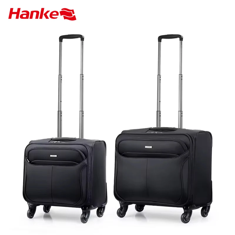Hanke boarding cabin luggage trolley bag business men travel carry-on soft spinner luggage suit case