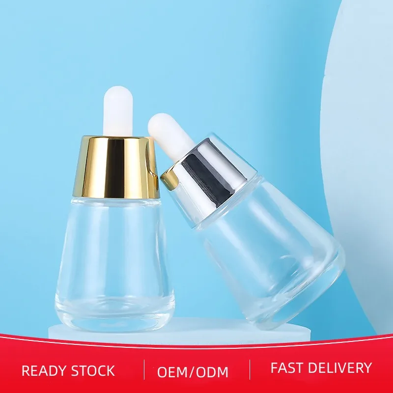 2024 New design triangle shape 30ml glass oil dropper bottle essence original liquid empty cosmetic bottle