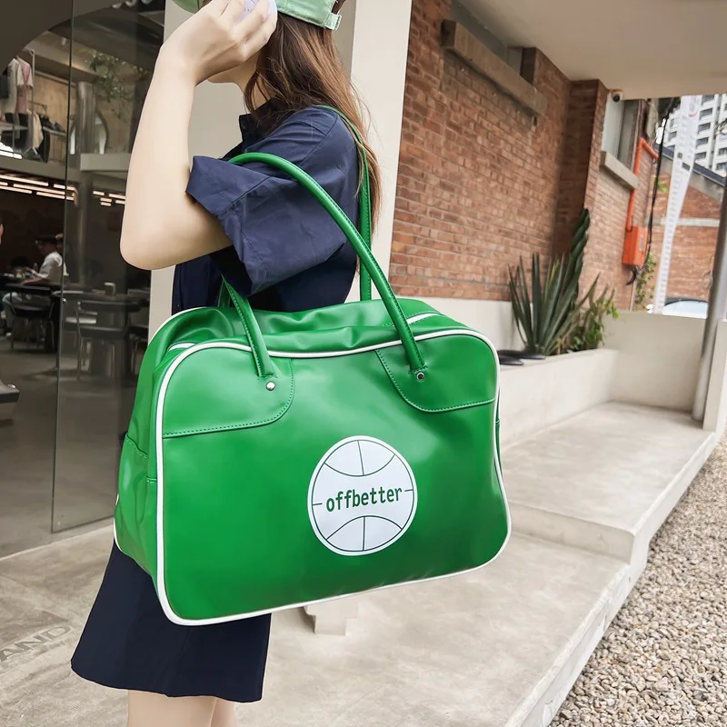 2022 new fashion soft leather portable fitness bag men and women sports leisure yoga travel bags college students shoulder bag