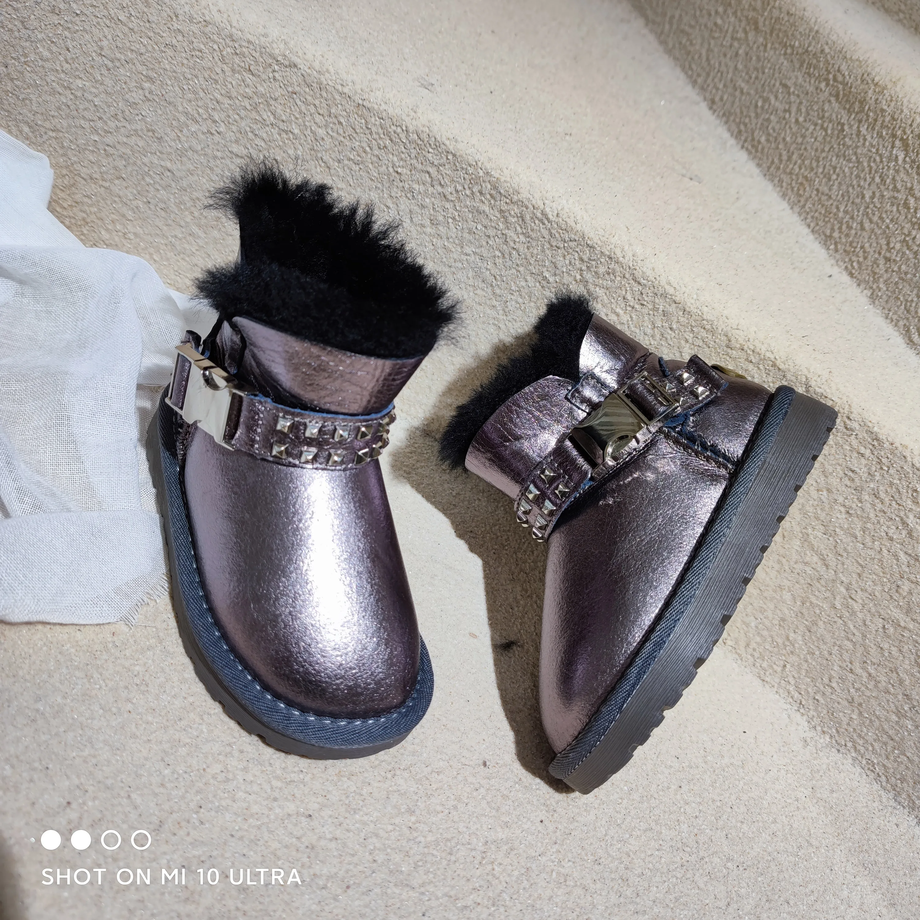 Fall Winter New Boots Female Korean Pearl Cotton Boots Thickened  Toddler kids shoes for girls