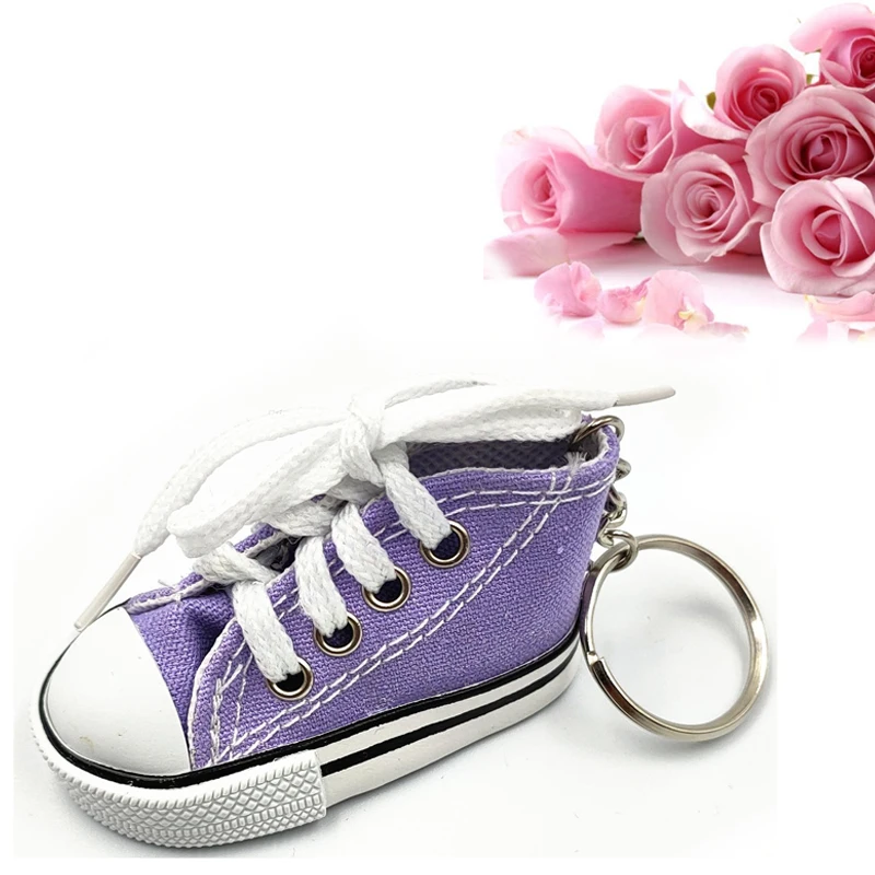 Customizable Mini simulation pvc 3d rubber canvas shoes keychain soccer  sports shoes car personalized keychain creative gifts