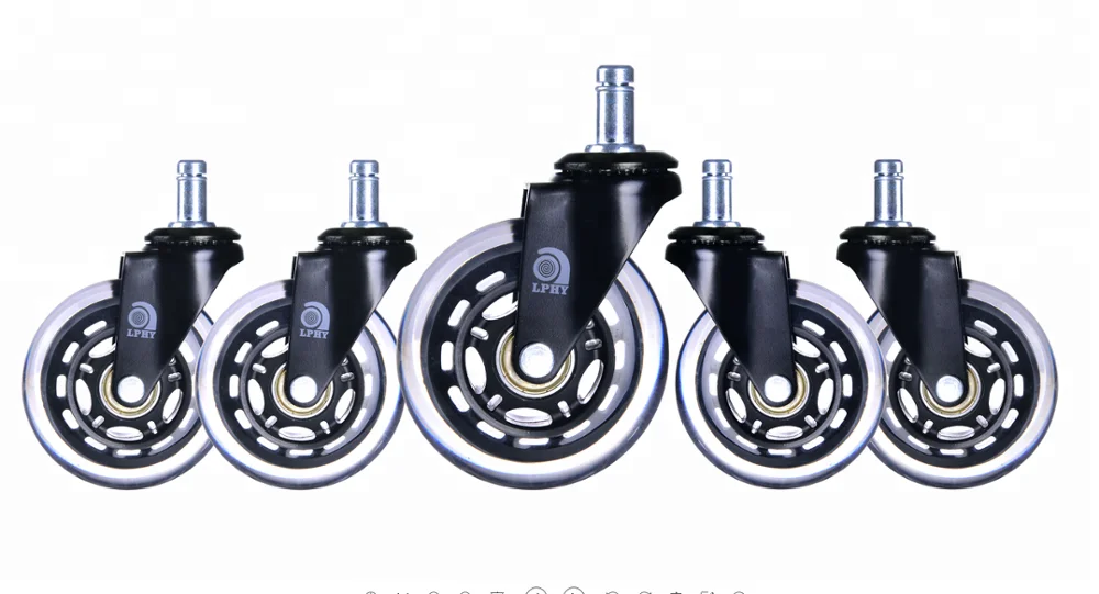 PU Office Chair & Furniture Caster Round Stem Transparent Dining Room Bathroom Modern Wholesale 2.5 Inch Black Color 24mm 40KGS