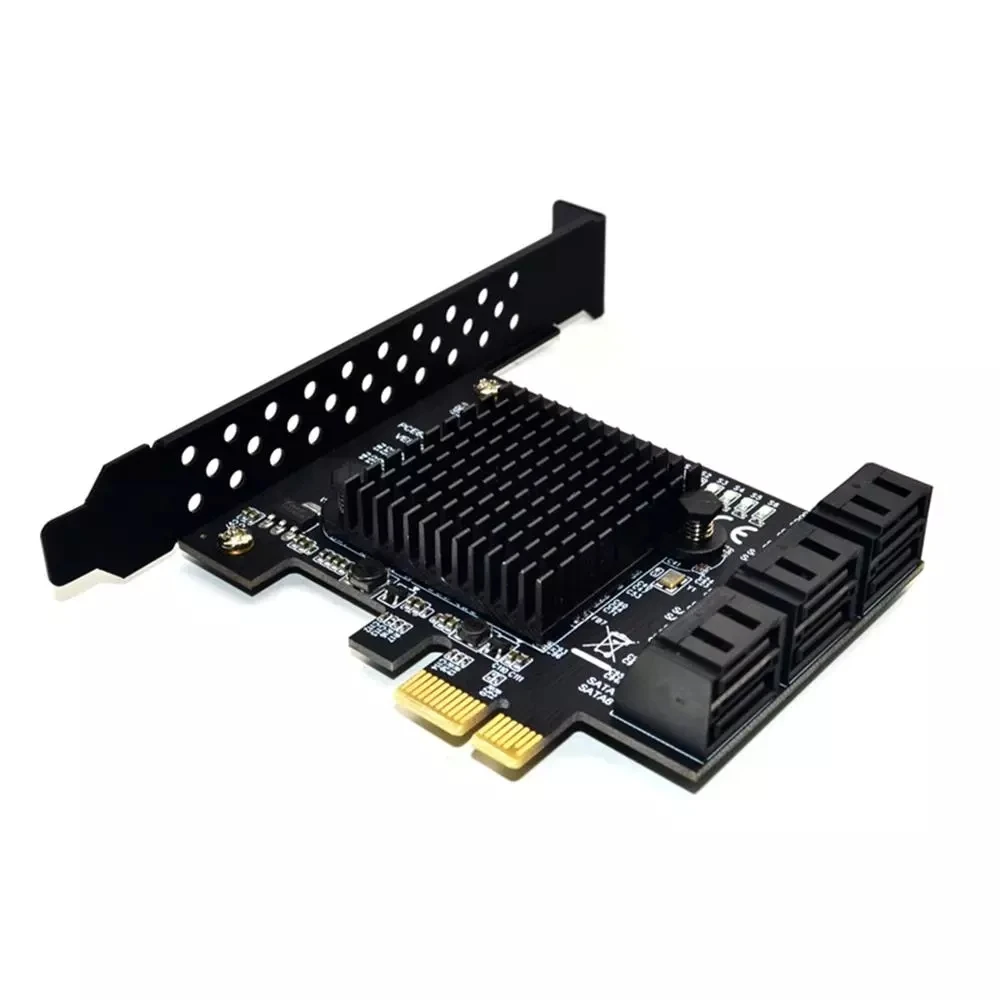
6 ports SATA 3.0 to PCIe expansion Card PCI express SATA Adapter SATA 3 Converter with Heat Sink 88SE9215 chip for HDD 