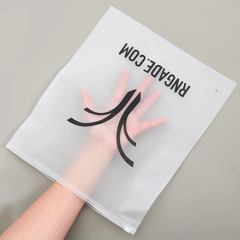 Custom high quality matte black zipper slider frosted pvc zip lock packaging plastic poly bag for clothing packing