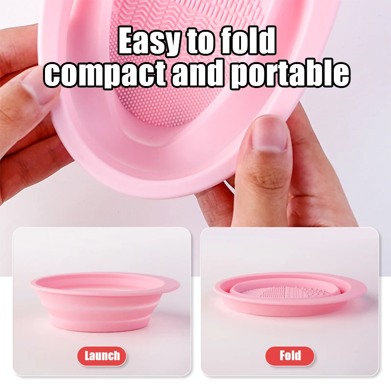 YKF 2024 Portable Foldable Silicone Beauty Egg Cleaning Tool Artifact Washing Bowl Pad Mat Sponge Makeup Brush Mats