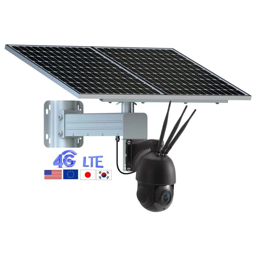 Tecdeft Full HD 8MP wireless network intelligent solar energy alert ptz camera outdoor farm 4g lte wifi solar dual cameras