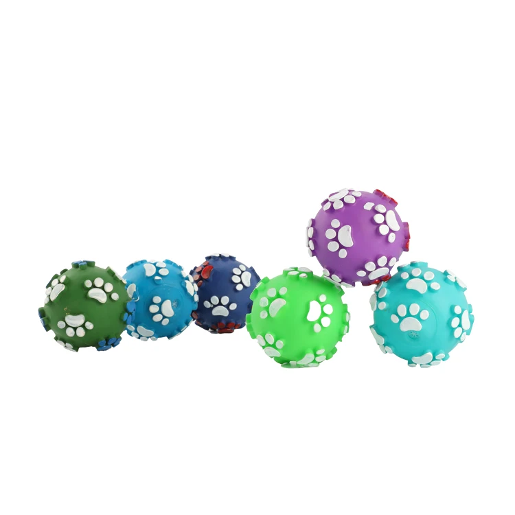 Wholesale Dog Squeaky Toys Dog Paw Pattern Interactive Pet Training Chuck Ball Dog Chew Toy