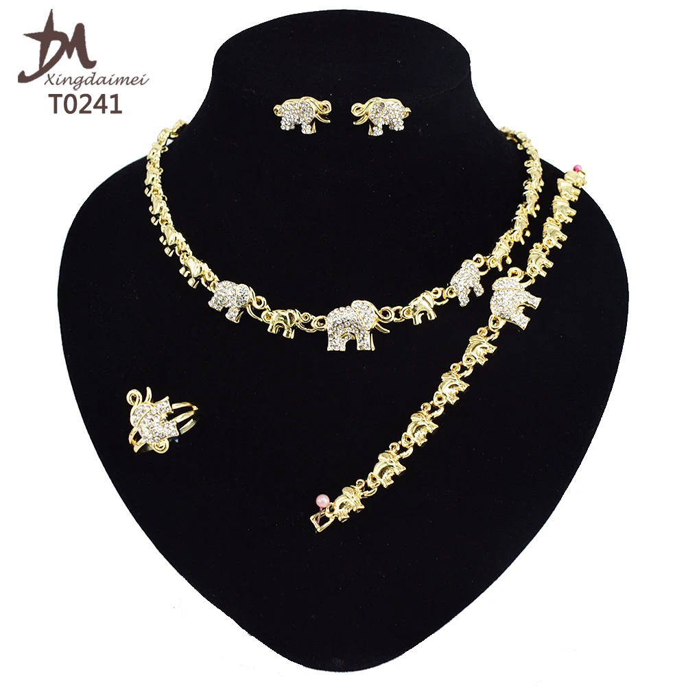 T0241 new 18K gold plated Cute elephant jewelry set