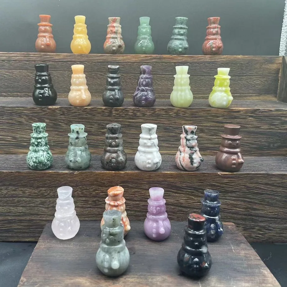 4cm natural stones gemstones crystal snowman Xmas unique gifts crystal healing stones Christmas gifts