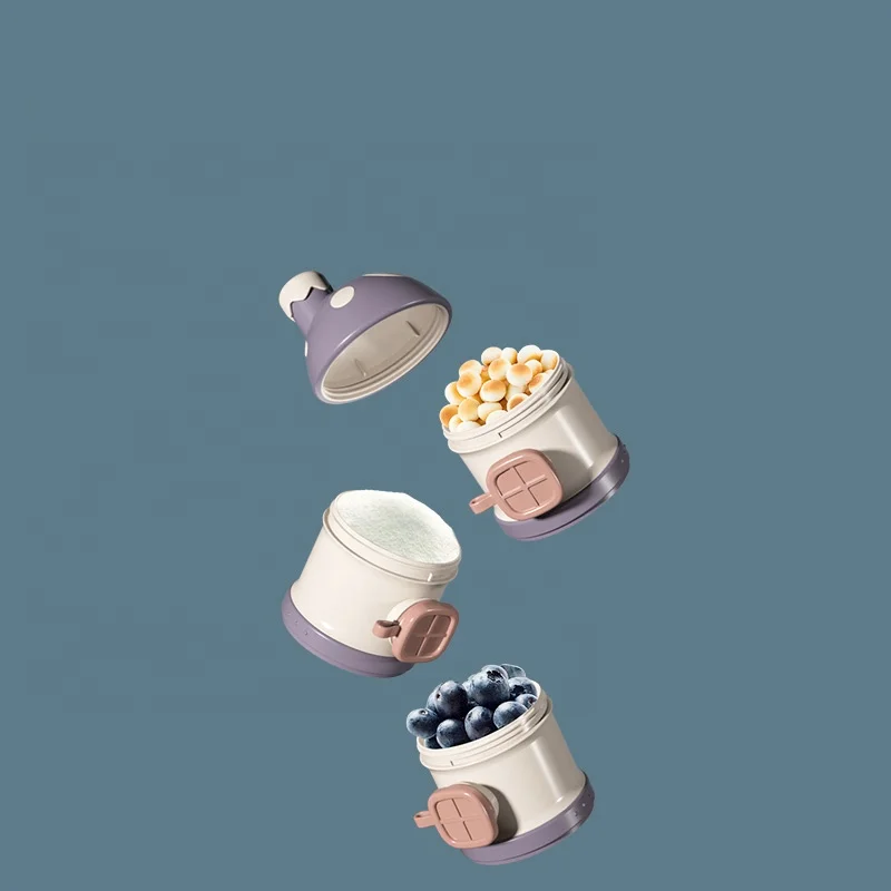 Baohui BBET Portable Infant Baby Toddler 3 Layer Food Snack Milk Powder Holder Pot Formula Storage Transparent