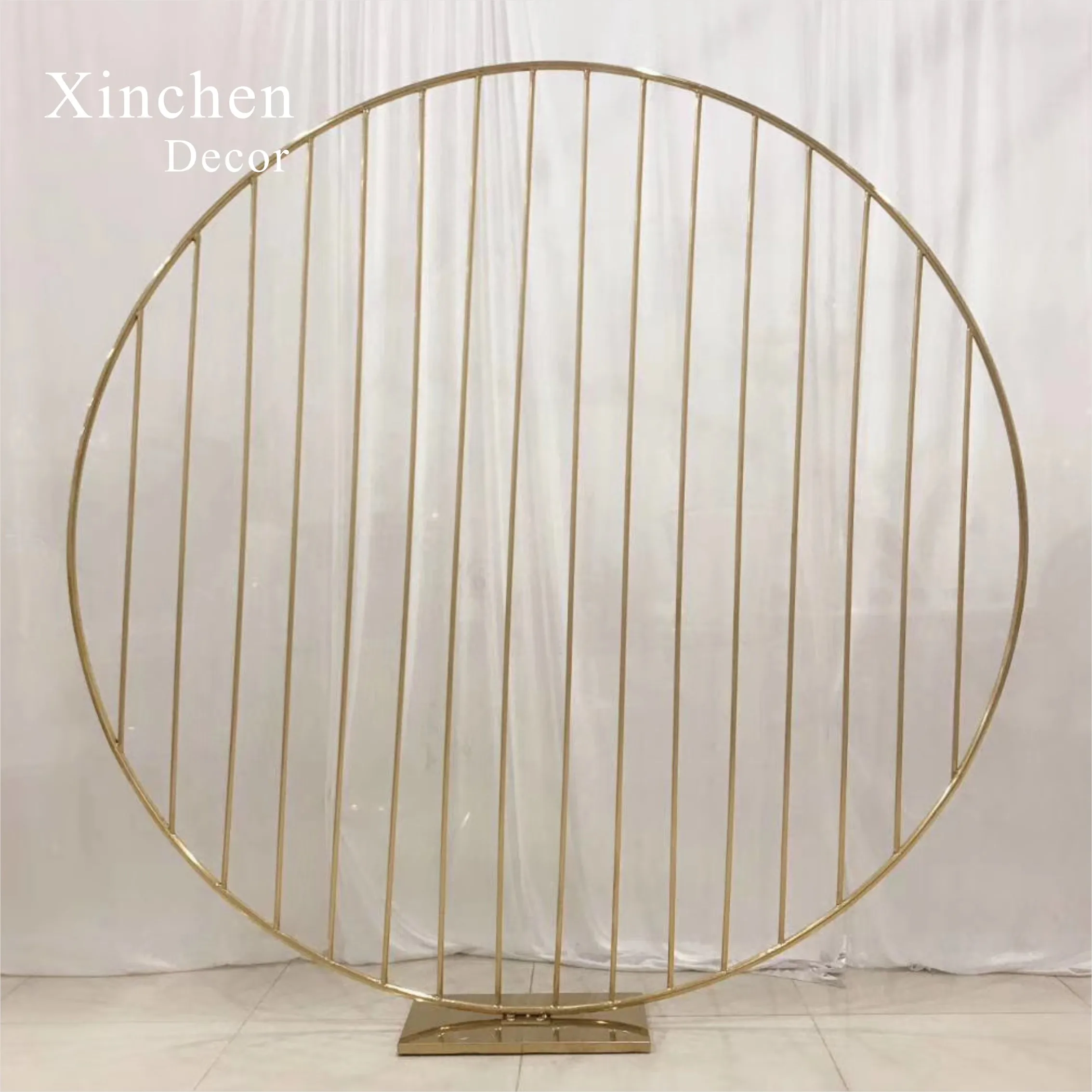 XC-B002 Custom round mesh metal gold wedding decoration backdrop stand for wedding events