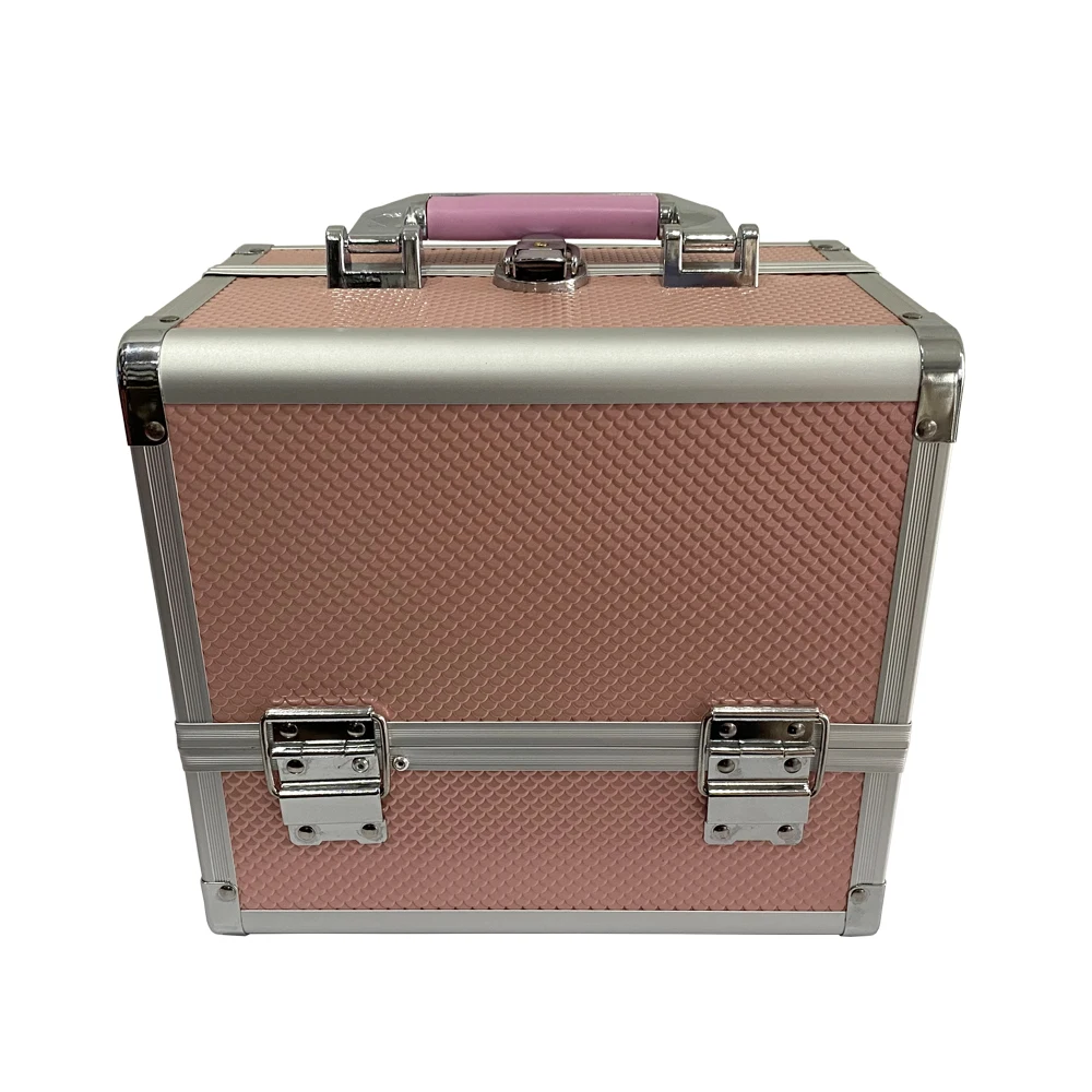 Makeup Train Case Portable Cosmetic Box Lockable with Keys and Mirror 3-Tier Trays Carrying with Handle Makeup Storage Box
