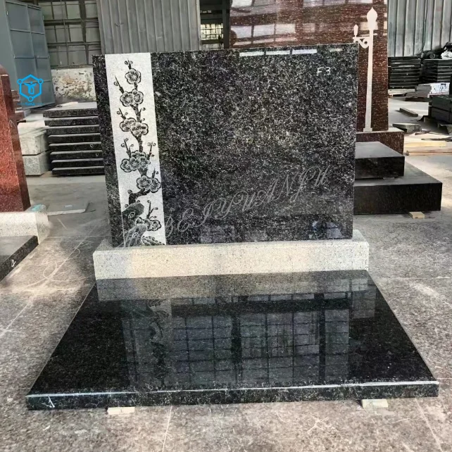 YUANJU European style design gravestone hand carved gravestone Red granite monument