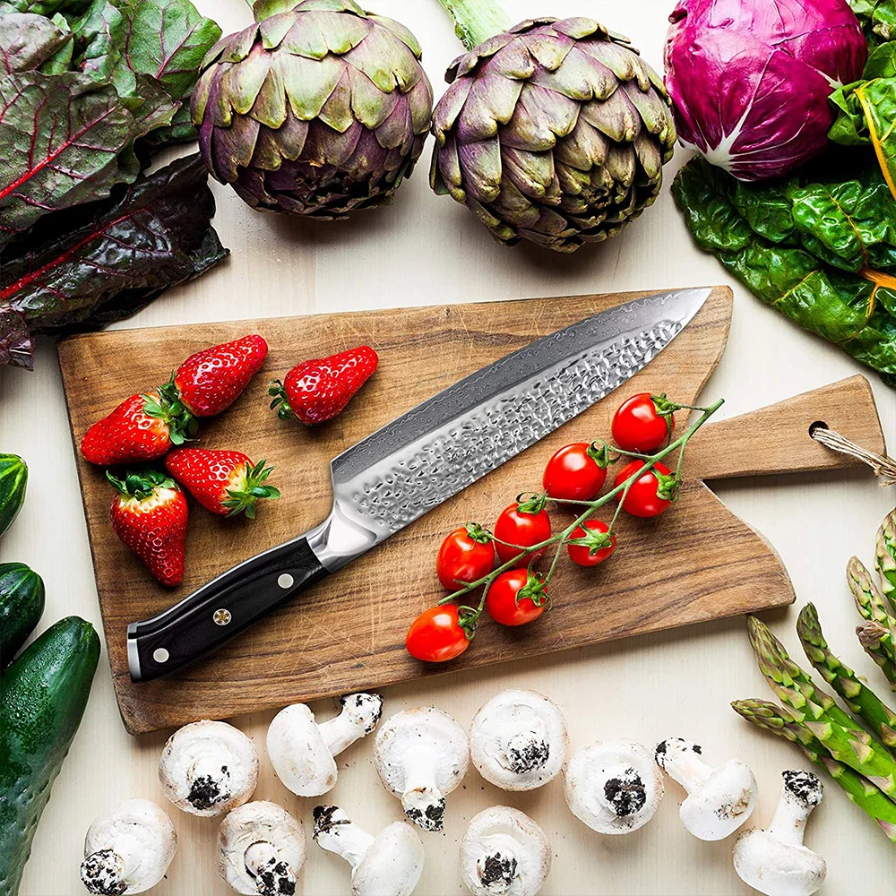 Unique japanese kitchen damascus chef knives set making chopping sharpest German carbon steel blank knife custom logo