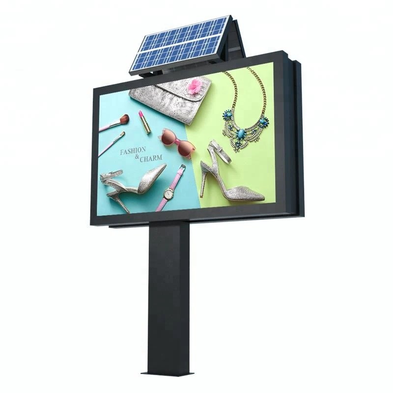 Factory Direct Sale Three-Sided Digital Solar Single-Pillar Power Panel Structure Steel Led Display Billboard Solar billboards