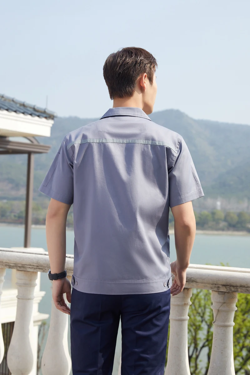 Summer men thin long short-sleeved site workshop labor protective clothing  construction engineering factory clothing set