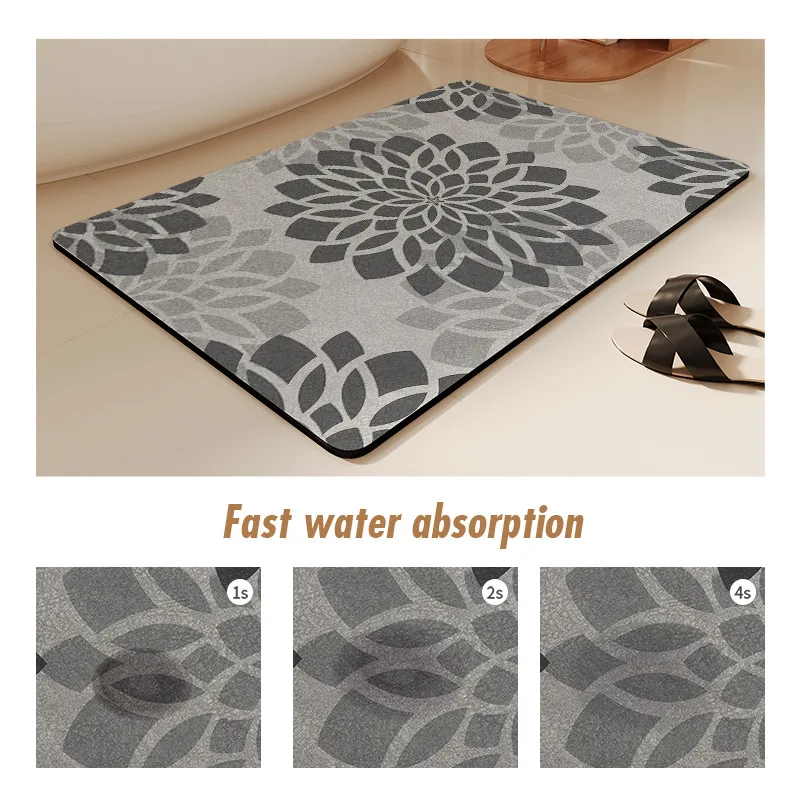 Custom Soft Nano Design Comfy Absorbing Non Anti Slip Quick Drying Super Absorbent Diatomite Bath Mat Bathroom Mat Shower Mat
