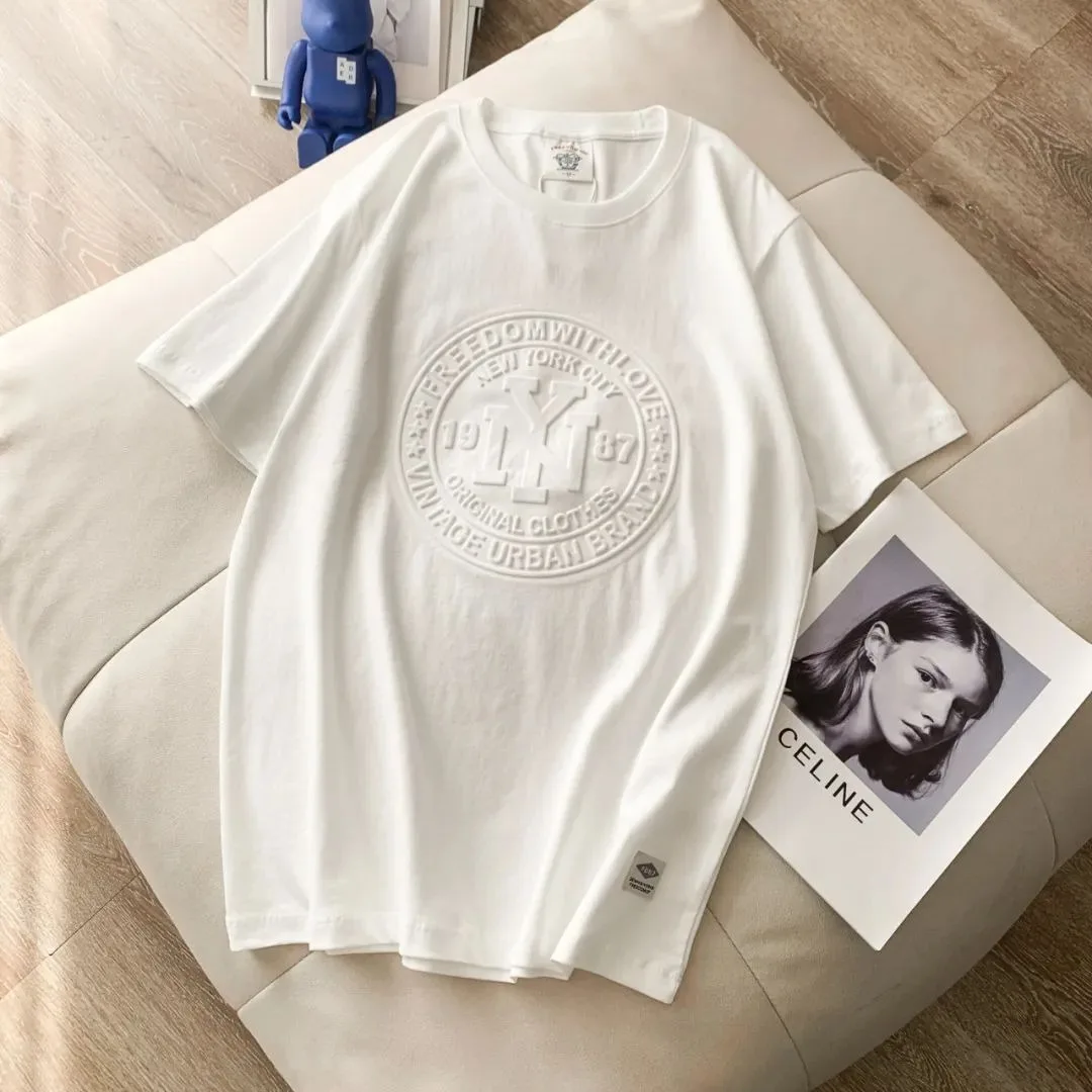 Wholesale Cheap price 3d embossed printing t shirt 100% cotton oversize heavy custom embossed t-shirts
