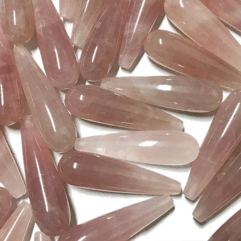 Natural rose quartz drops,pink gemstone teardrops for earrings