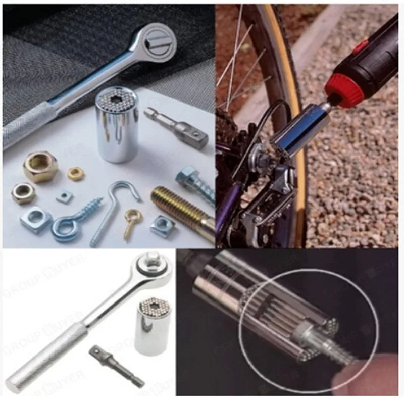 3pcs/set Universal Torque Wrench Set Head Key Sleeve Socket 7-19mm Ratchet Spanner Power Drill Kits Hand Tool