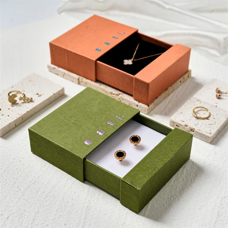 New Luxury custom color size earrings necklace handle jewelry box big flat jewelry box
