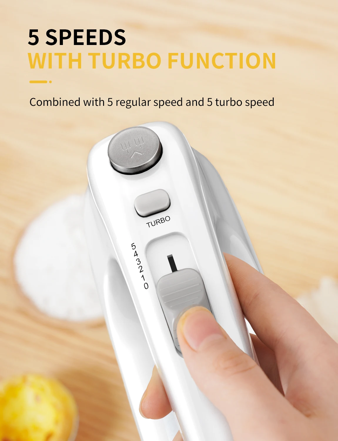 2024 Turbo Boost Speed Adjustable Hand Mixer Blender Eject Button Cooking Baking Cakes Eggs Dough Baking Mixer Handheld