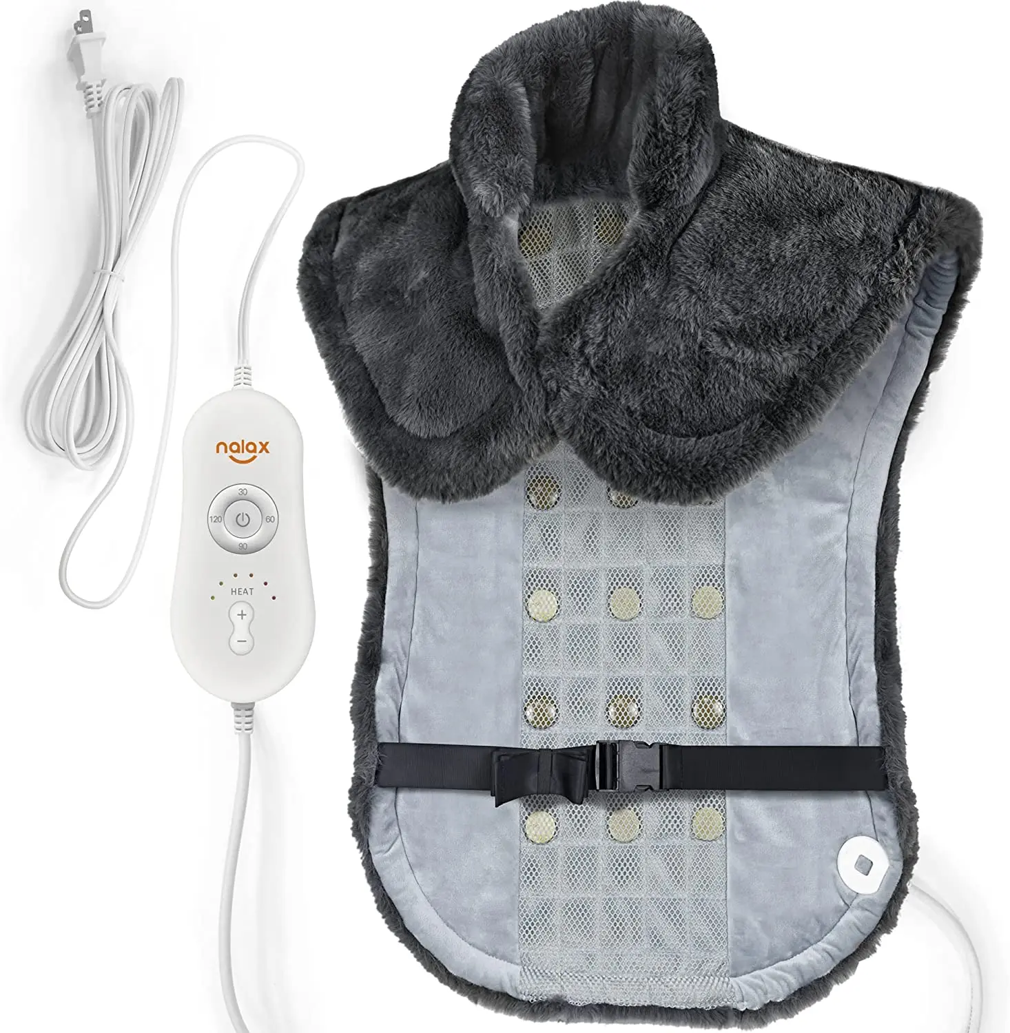 Electric Full Back Heating Pad for Neck and Shoulders, Jade Infrared Heating Pad Wrap  for Whole Back Pain Relief with Straps