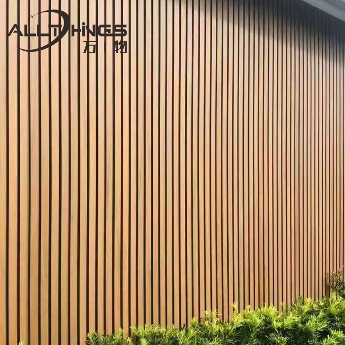 Composite wooden wpc yard slat fencing wood plastic privacy villa screen fence panel exterior wall cladding