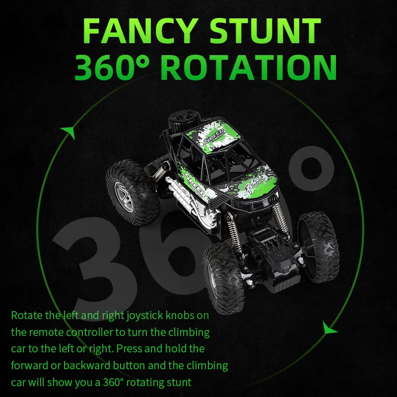 1:18 radio control car toy RC rock crawler 360 rotation off-road car toys