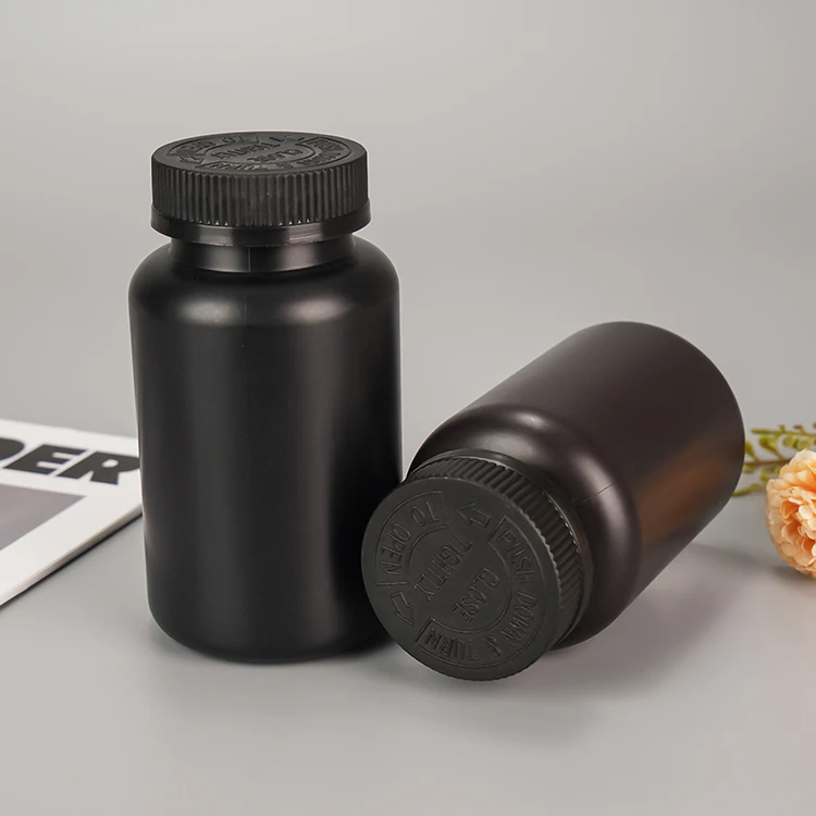 100ml 120ml matte black PET pill bottle with black lid 50cc 80cc 100cc 120cc 250cc 200cc matte black plastic capsule bottles