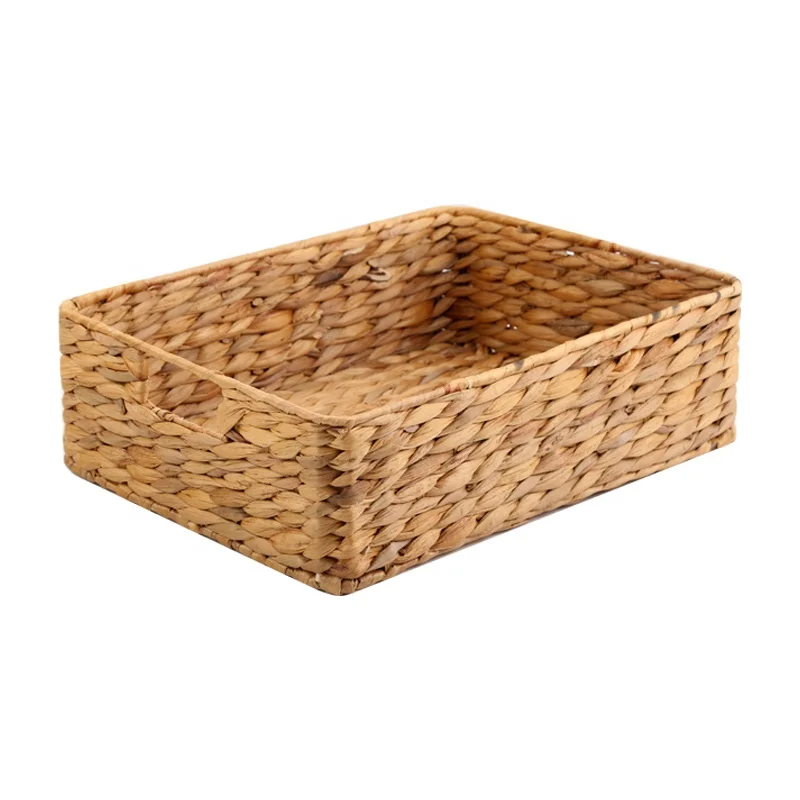 Foldable Hand Woven Water Hyacinth Large Capacity Storage Basket Toys Wicker Storage Basket for Household