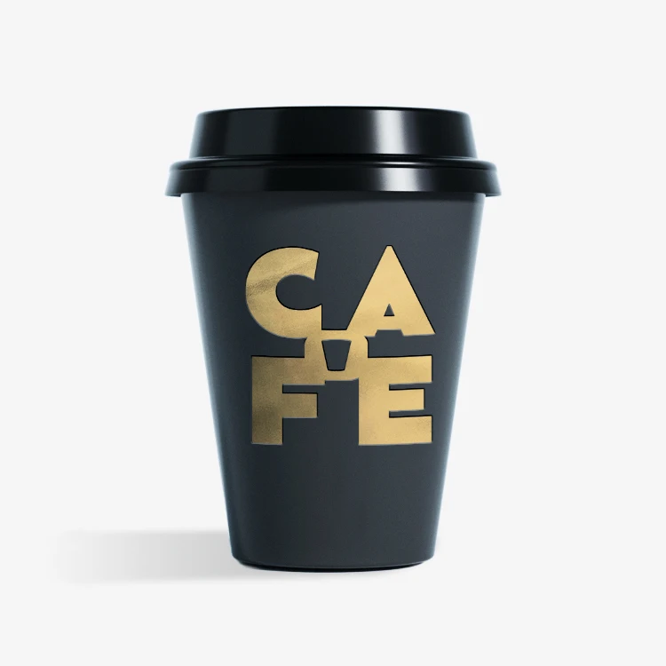 LOKYO wholesale disposable carton paper coffee cups biodegradable gold foil black paper cup for hot drinks