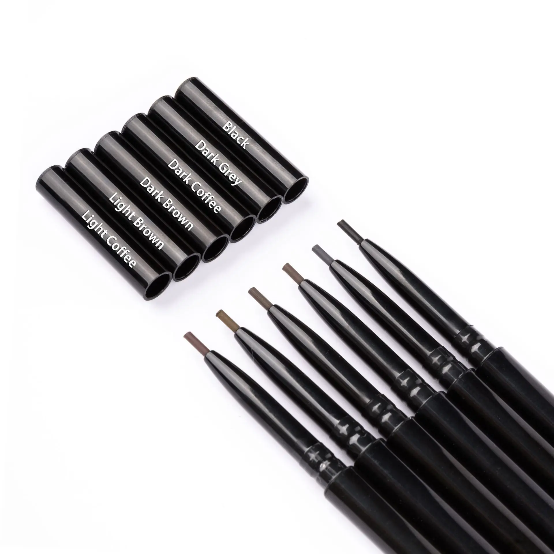 Print logo Vegan Slim thin eyebrow pencil black/white waterproof twist up eyebrow pencil brow liner
